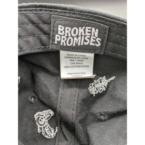 Preowned Broken Promises All over print Cobra Roses Strapback Cap Hat Black - Picture 9 of 10